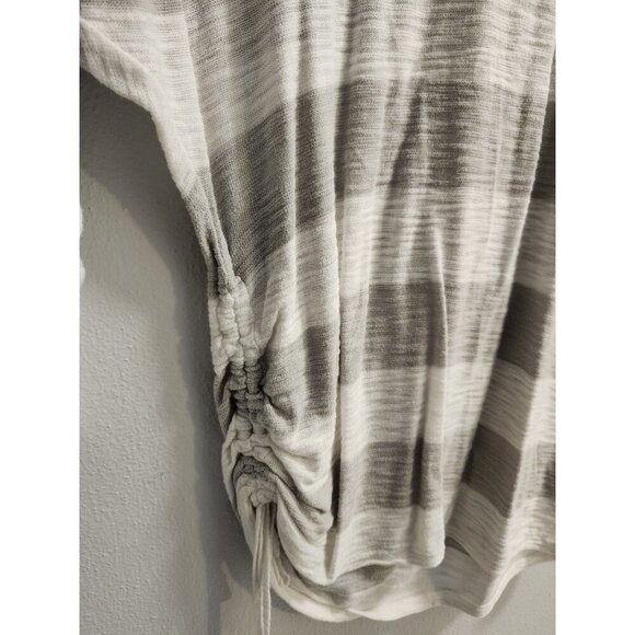 Womens Express Lightweight White Gray Stripe Sweater Scoop Neck Side Tie Size S - Picture 8 of 10
